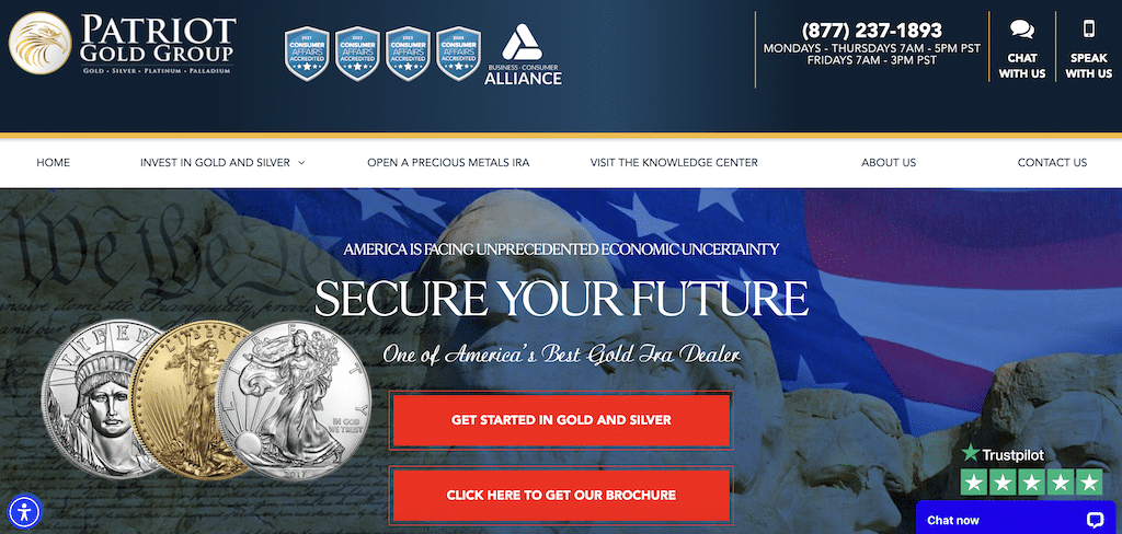 Patriot Gold Group homepage