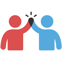 Illustration of two individuals high-fiving each other.