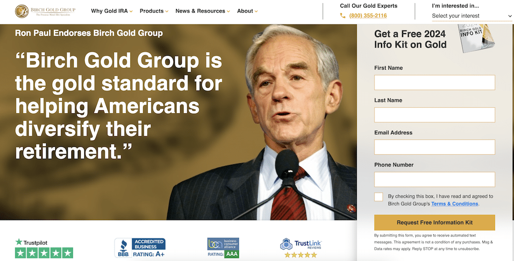 Birch Gold Group homepage