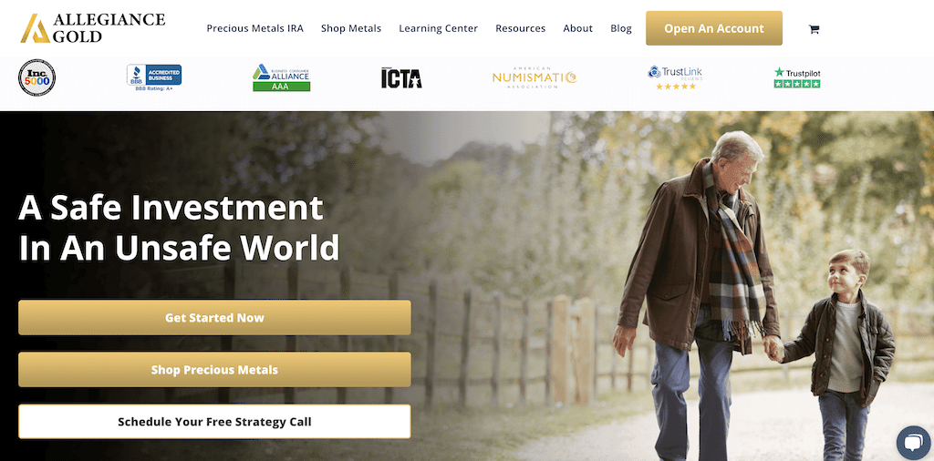Allegiance Gold homepage