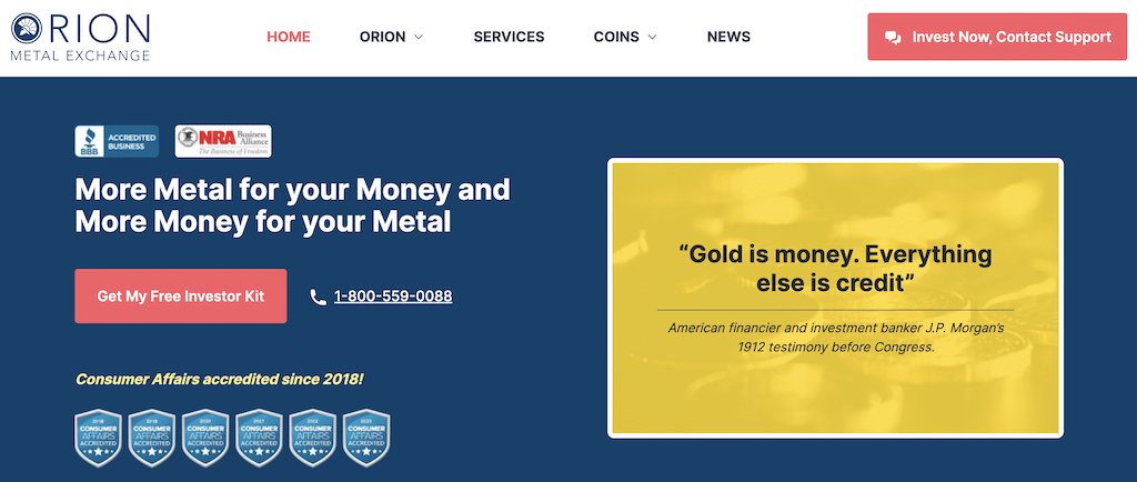 Orion Metal Exchange homepage