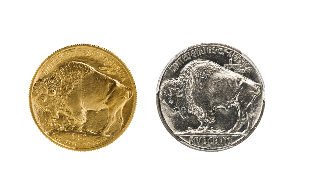 American buffalo gold and silver coin