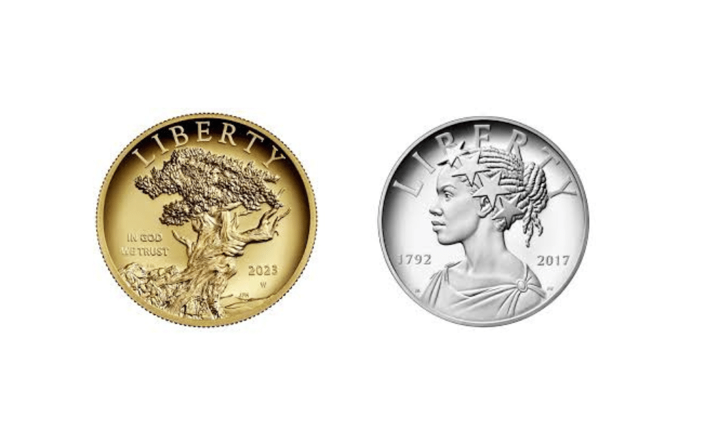 American Liberty gold and silver coins