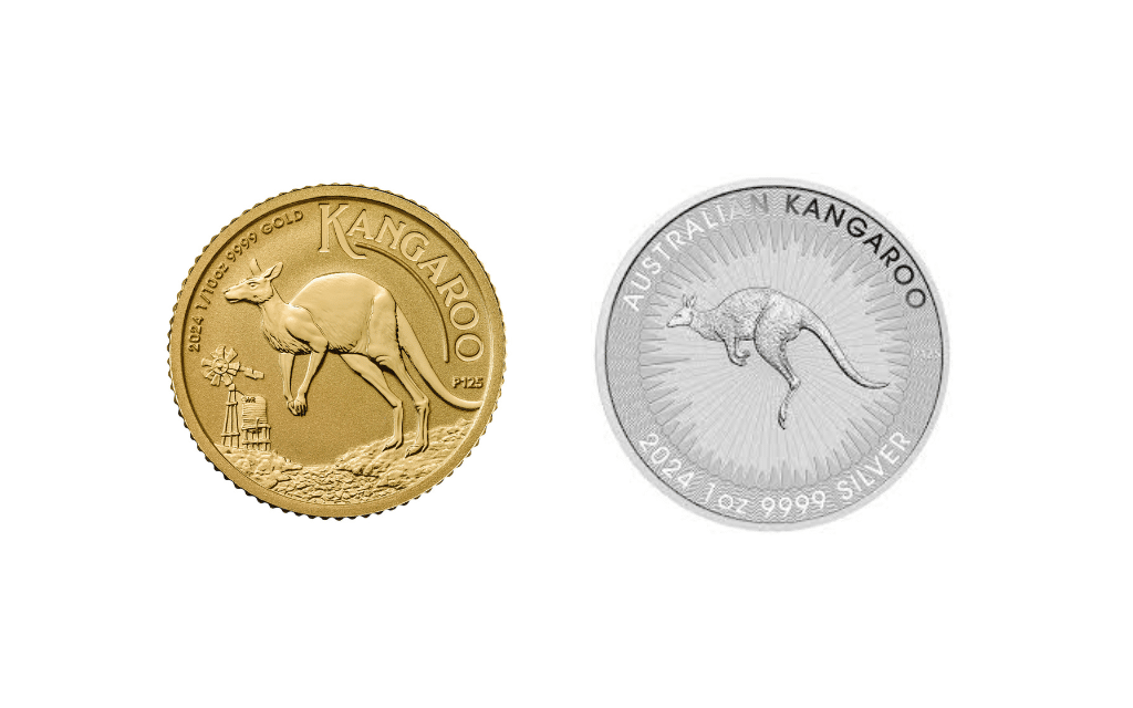 Australian kangaroo gold and silver coins