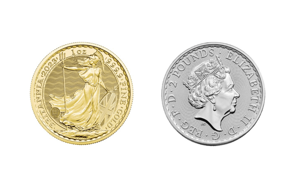 British Britannia gold and silver coins