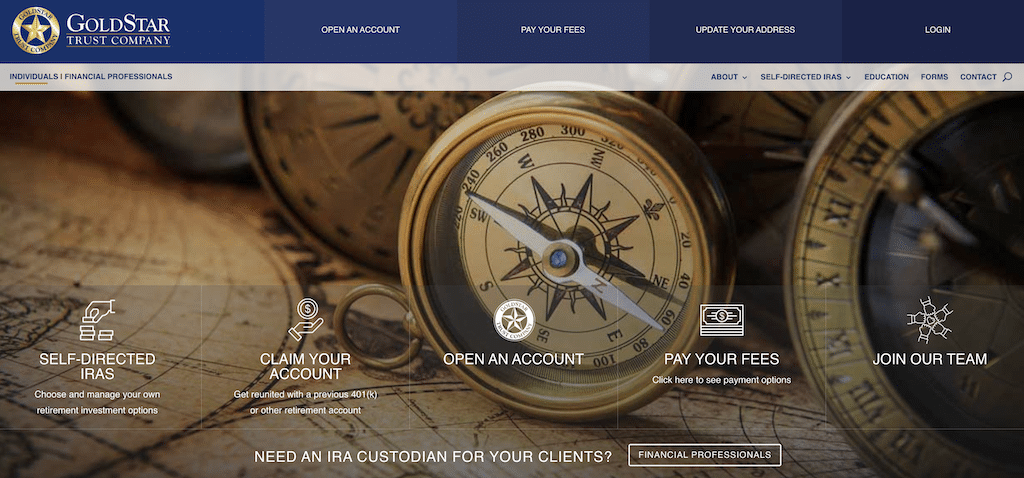 GoldStar Trust Company homepage