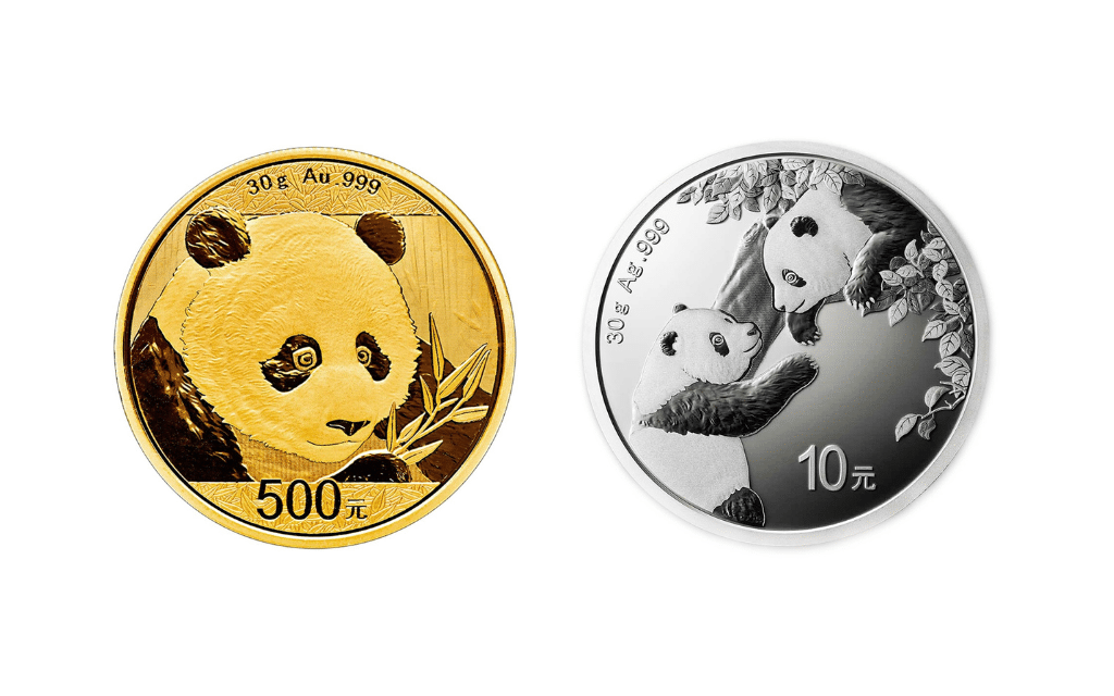 Chinese Panda gold and silver coins
