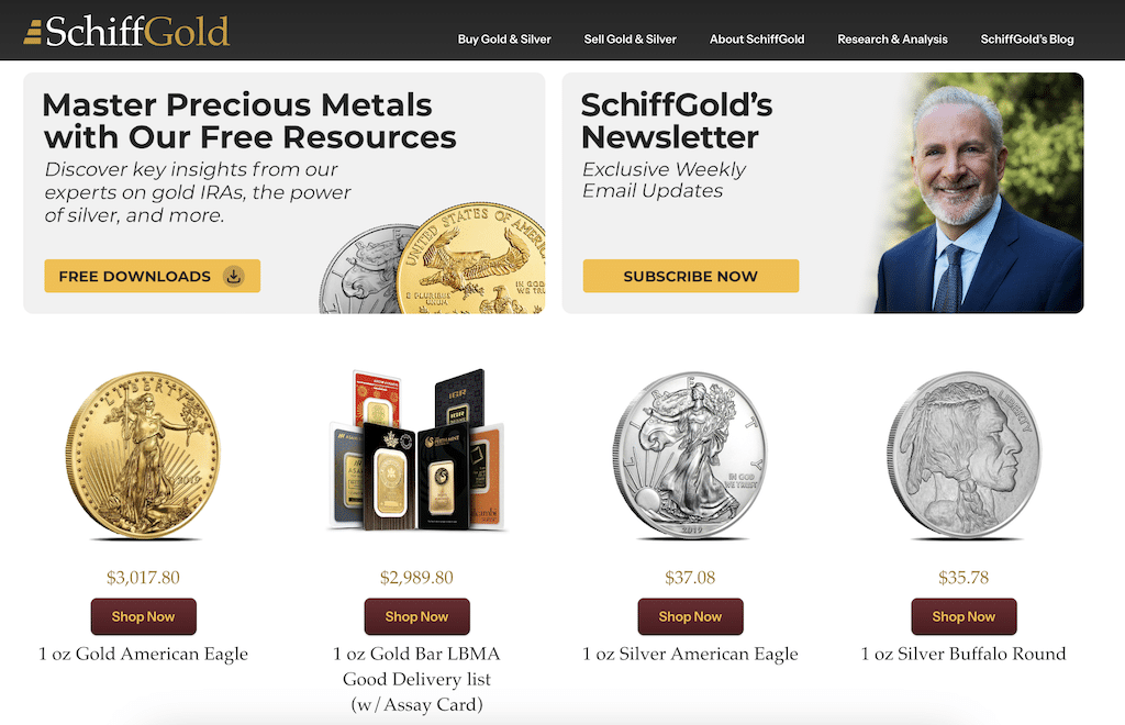 Schiff Gold homepage