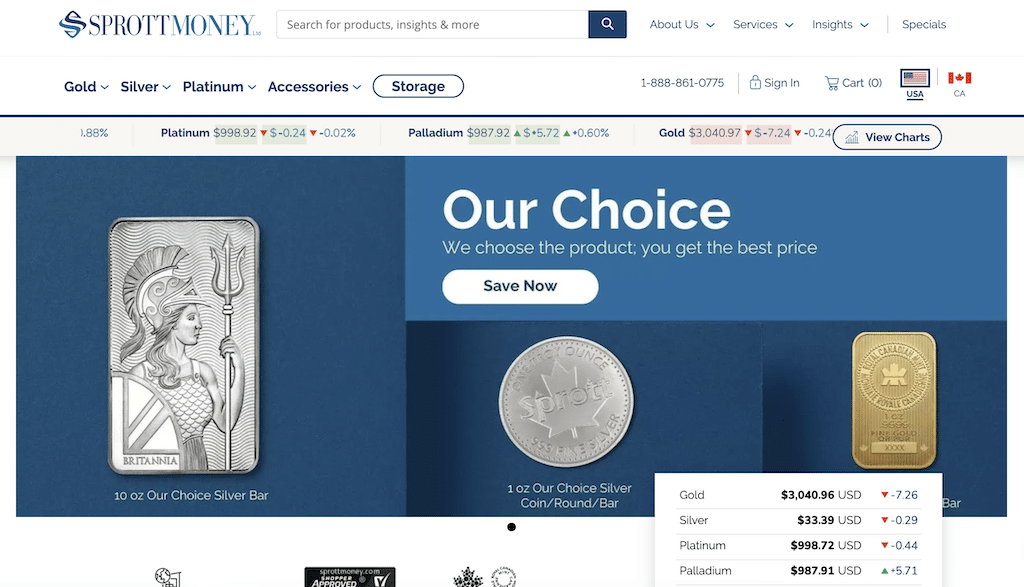Sprott Money homepage