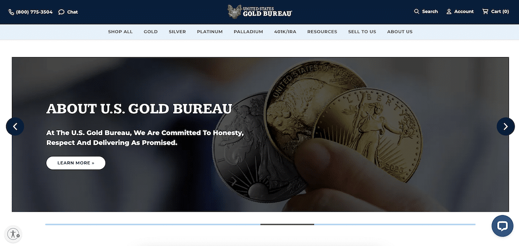 U.S. Gold Bureau homepage