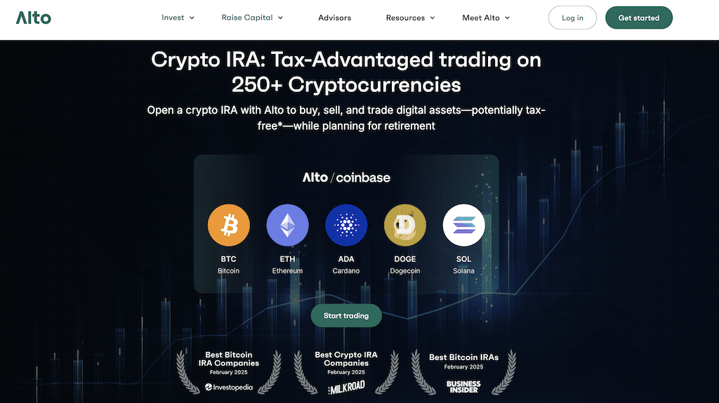 Alto Crypto IRA homepage