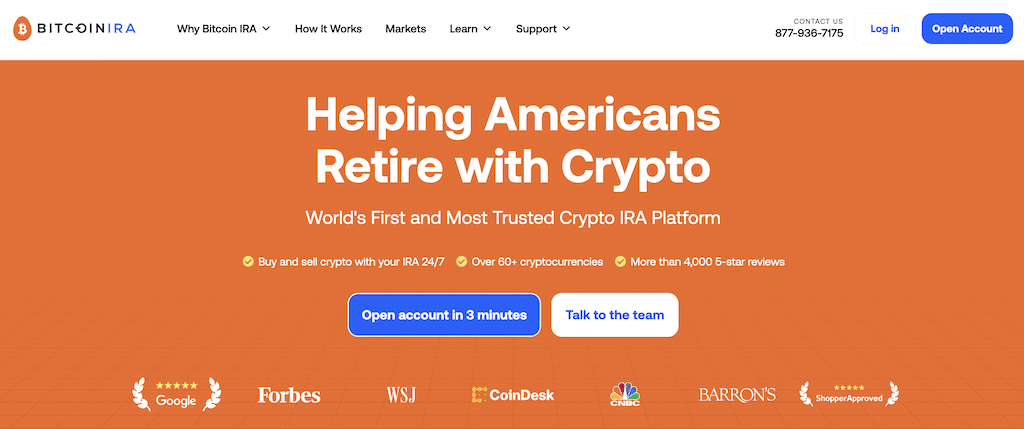 Bitcoin IRA homepage